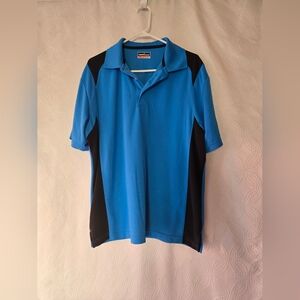 Blue and Black Men's Polo Shirt Fun Detailed Buttons